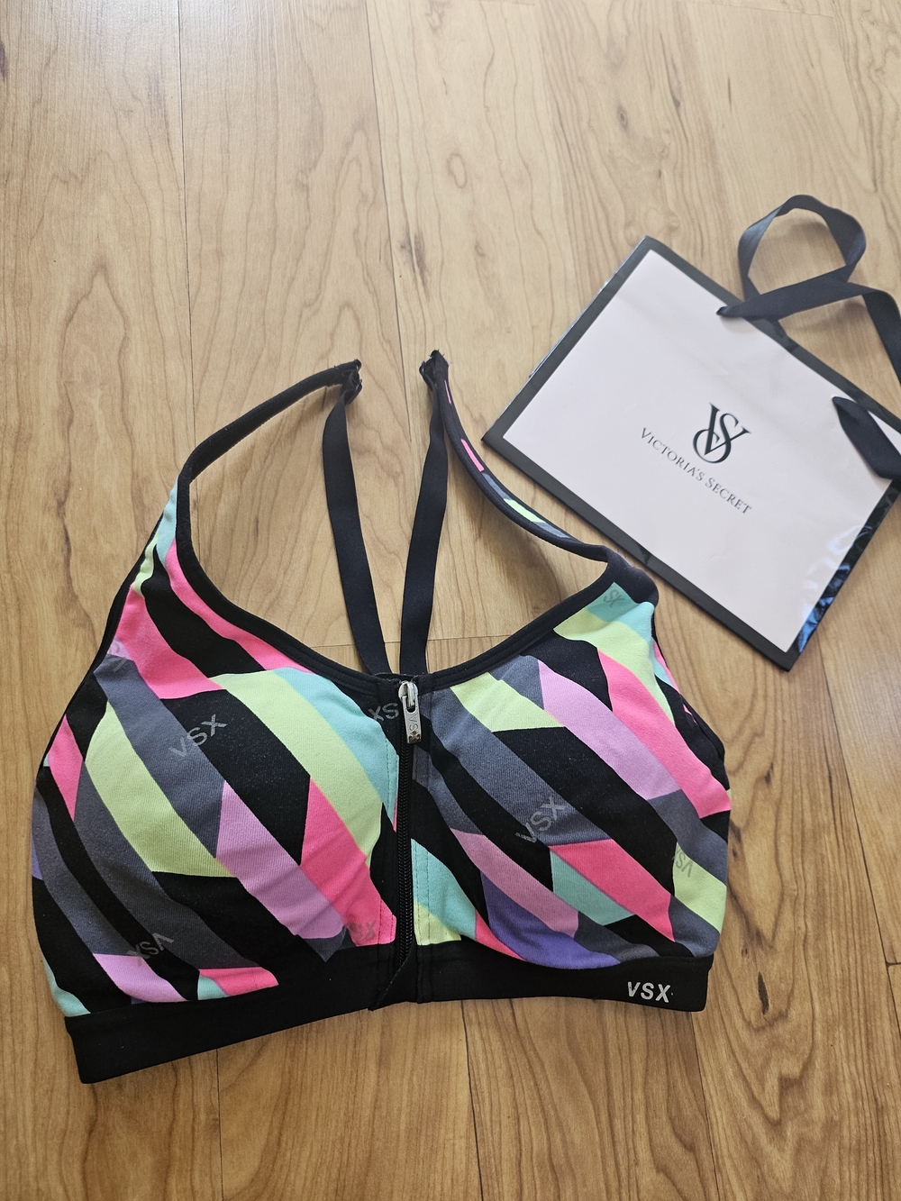 VS Multicolor Zip-Front Sports Bra